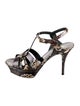 Saint Laurent Leather Animal Print T-Strap Sandals