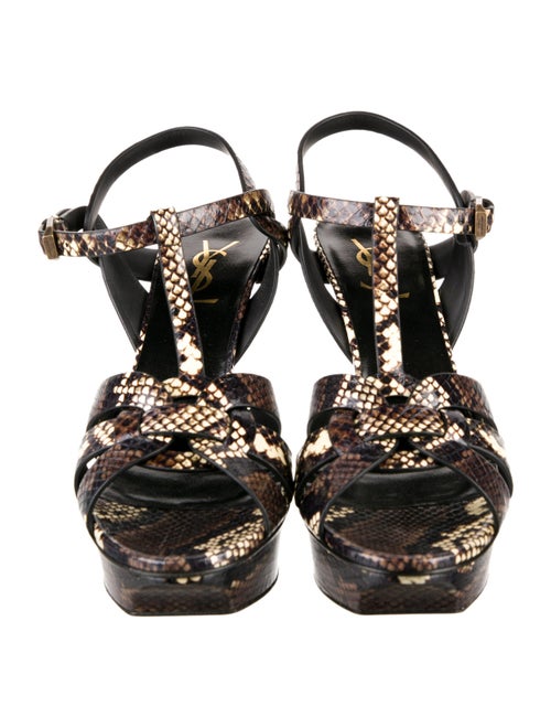 Saint Laurent Leather Animal Print T-Strap Sandals
