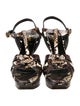 Saint Laurent Leather Animal Print T-Strap Sandals