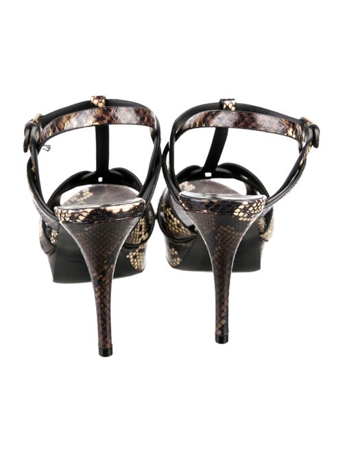 Saint Laurent Leather Animal Print T-Strap Sandals