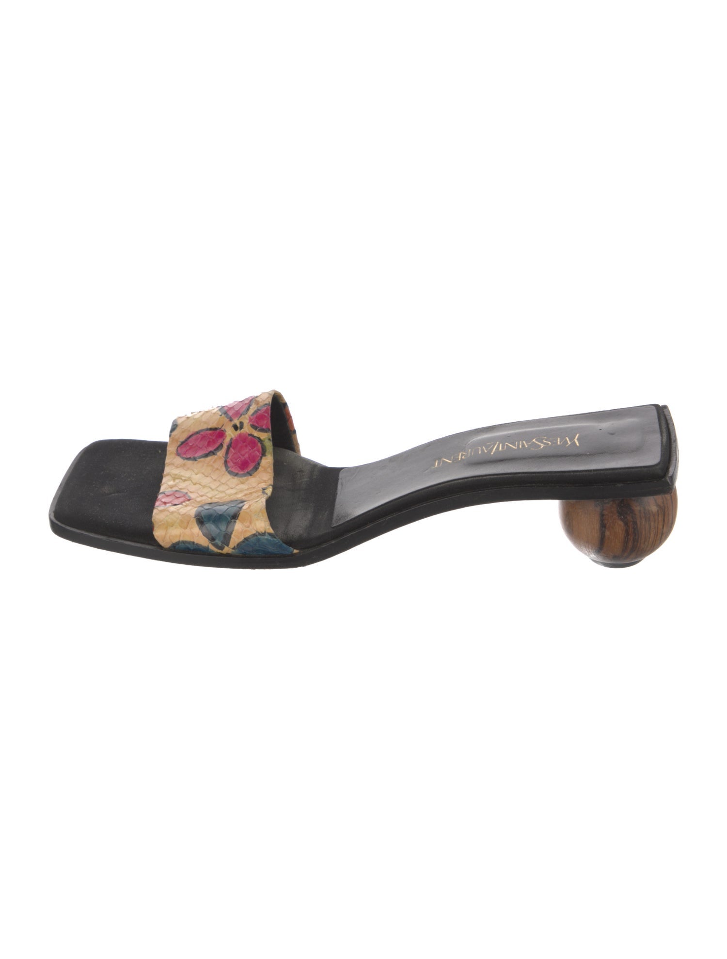 Yves Saint Laurent Leather Floral Print Slides