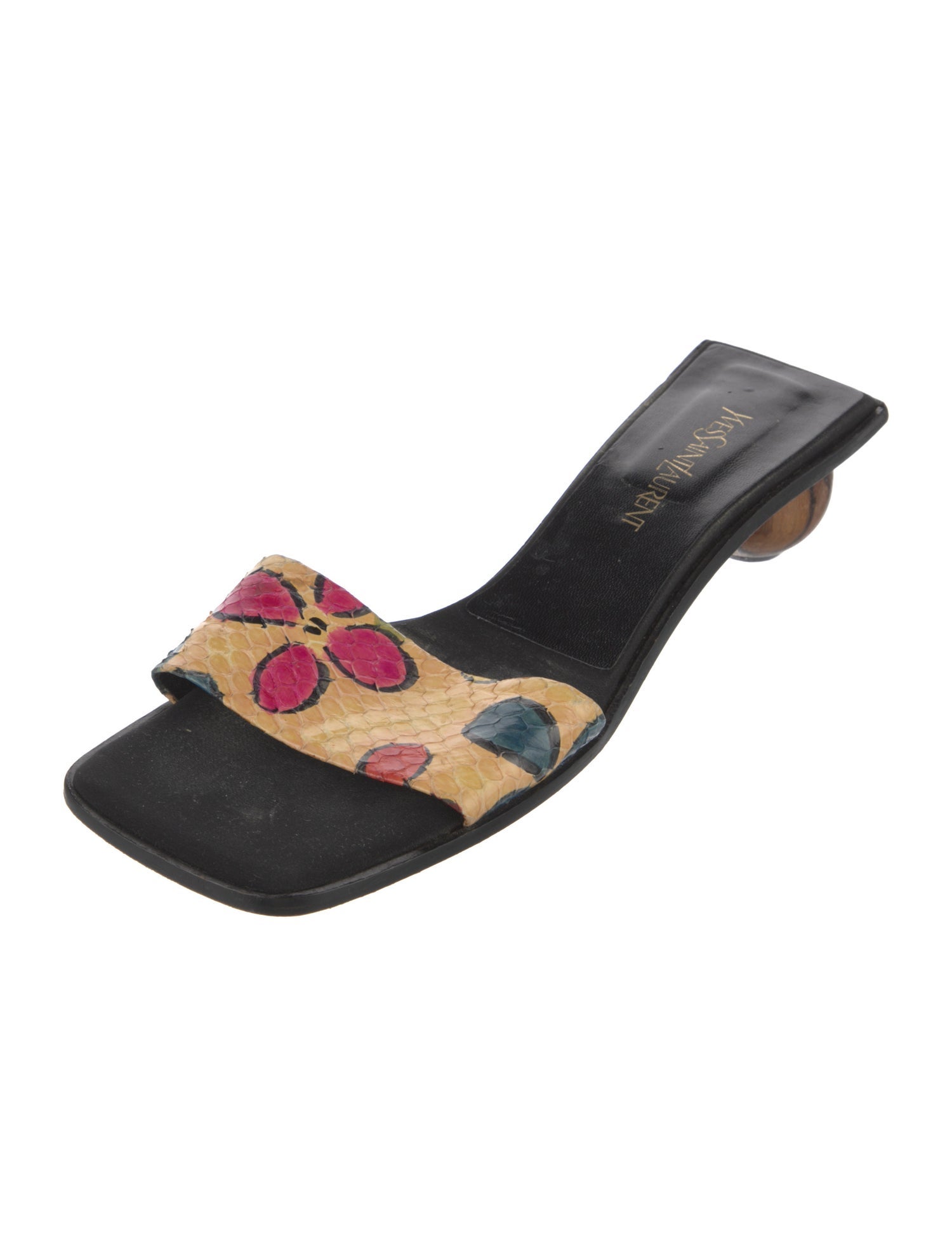 Yves Saint Laurent Leather Floral Print Slides