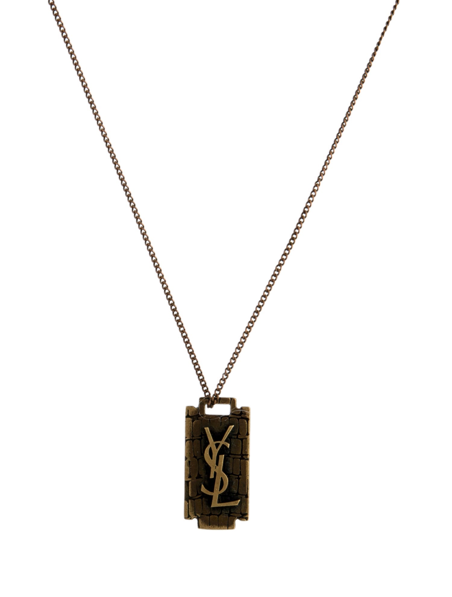 Yves Saint Laurent Monogram Pendant Chain Necklace
