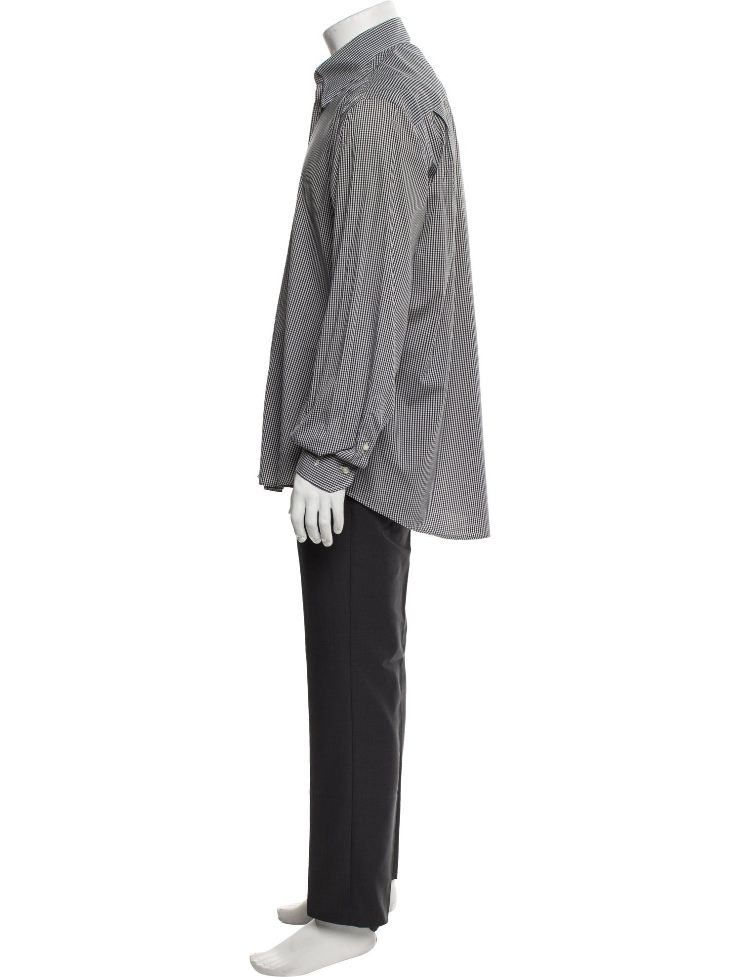 Yves Saint Laurent Plaid Print Long Sleeve Dress Shirt