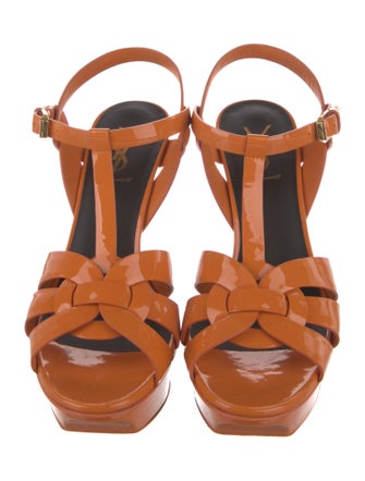 Yves Saint Laurent Patent Leather T-Strap Sandals