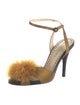 Yves Saint Laurent Satin Feather Trim Sandals