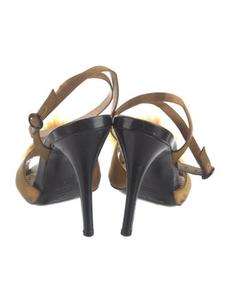 Yves Saint Laurent Satin Feather Trim Sandals