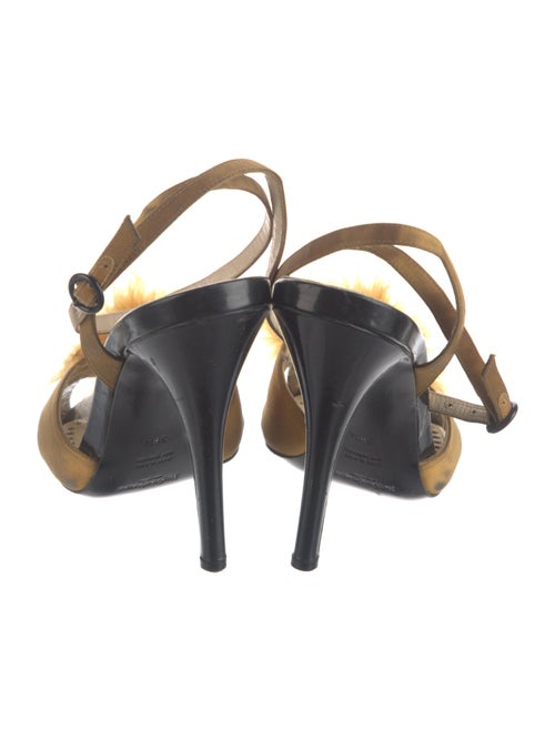 Yves Saint Laurent Satin Feather Trim Sandals