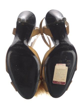 Yves Saint Laurent Satin Feather Trim Sandals