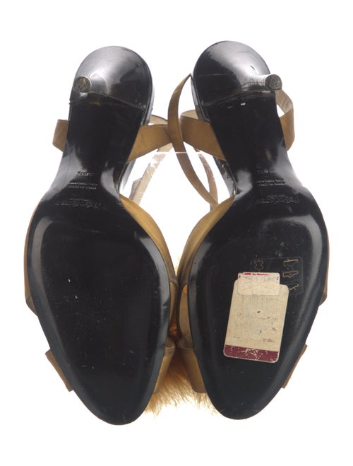 Yves Saint Laurent Satin Feather Trim Sandals