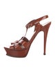 Yves Saint Laurent Rive Gauche Patent Leather T-Strap Sandals
