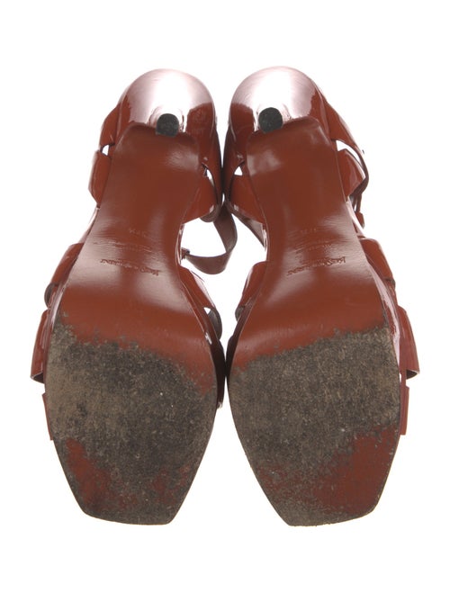 Yves Saint Laurent Rive Gauche Patent Leather T-Strap Sandals