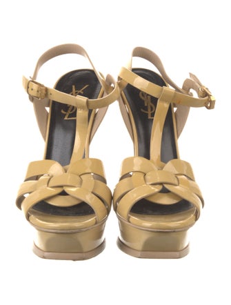 Yves Saint Laurent Patent Leather T-Strap Sandals