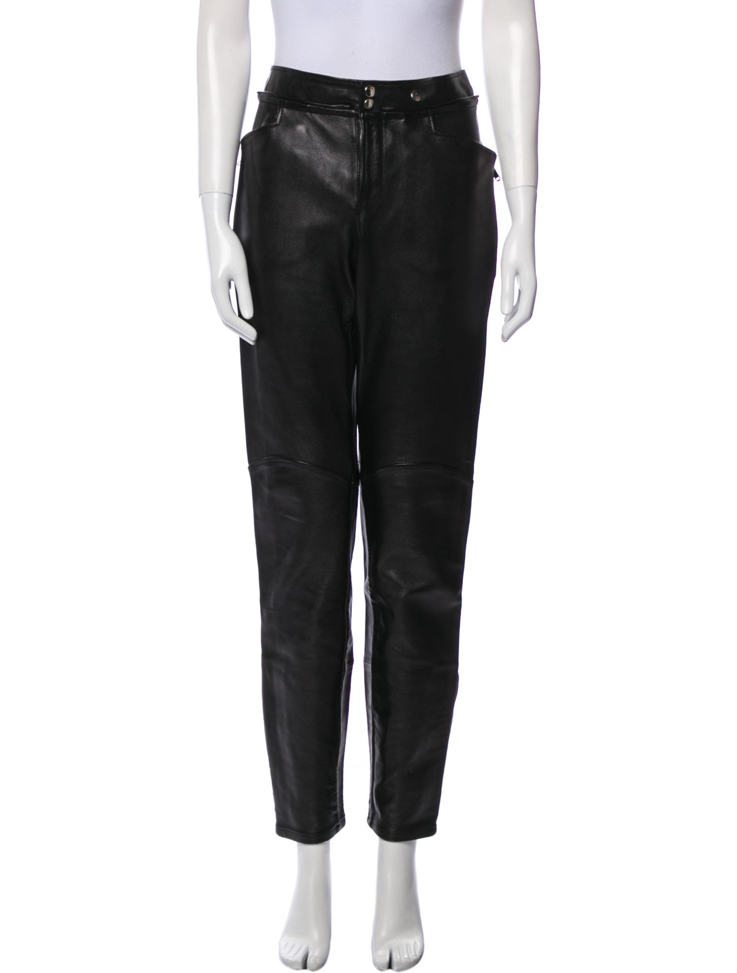 Yves Saint Laurent Leather Straight Leg Pants