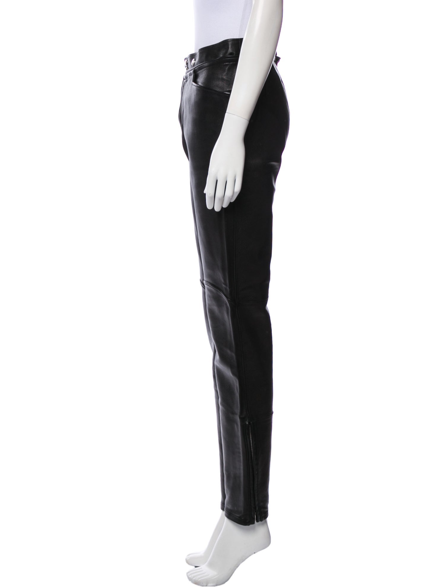 Yves Saint Laurent Leather Straight Leg Pants