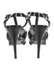Yves Saint Laurent Patent Leather Leather Trim Embellishment T-Strap Sandals
