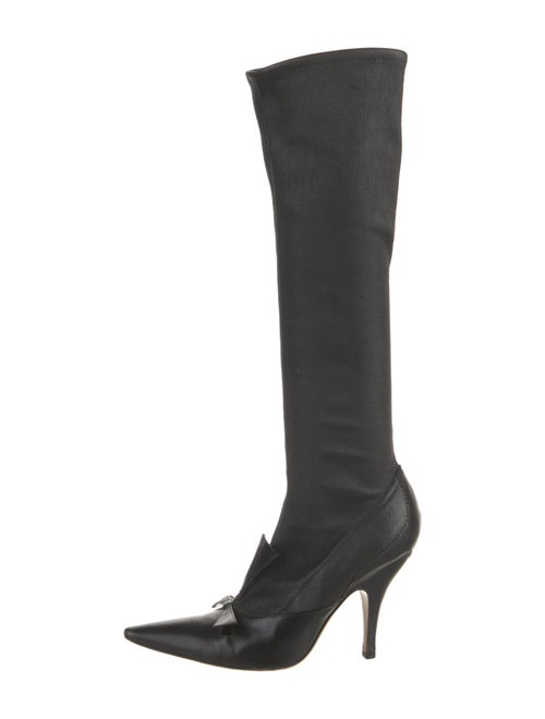 Yves Saint Laurent Leather Bow Accents Sock Boots