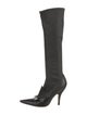 Yves Saint Laurent Leather Bow Accents Sock Boots