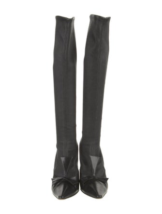 Yves Saint Laurent Leather Bow Accents Sock Boots