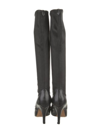 Yves Saint Laurent Leather Bow Accents Sock Boots