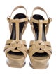 Saint Laurent Patent Leather Cutout Accent T-Strap Sandals
