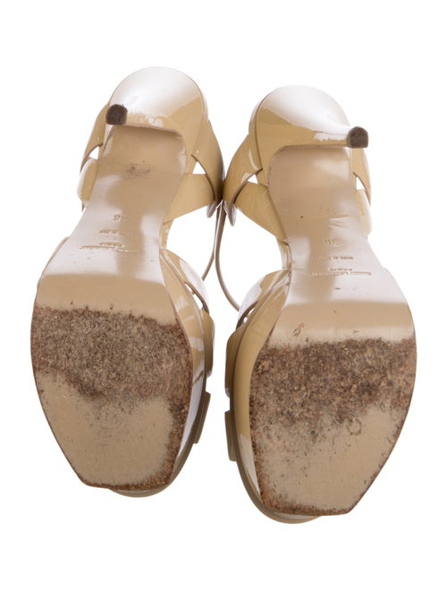 Saint Laurent Patent Leather Cutout Accent T-Strap Sandals
