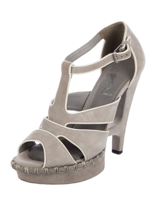 Yves Saint Laurent Suede T-Strap Sandals