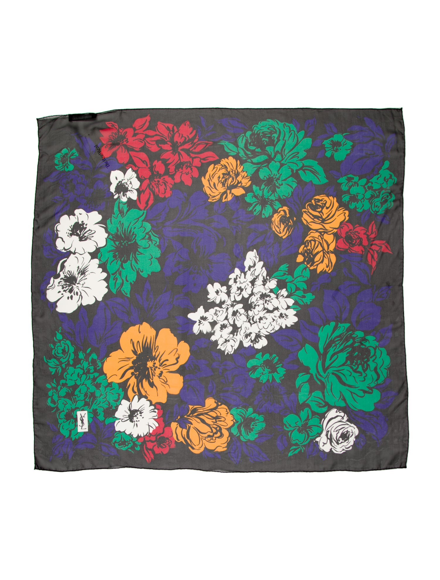 Yves Saint Laurent Silk Floral Print Scarf