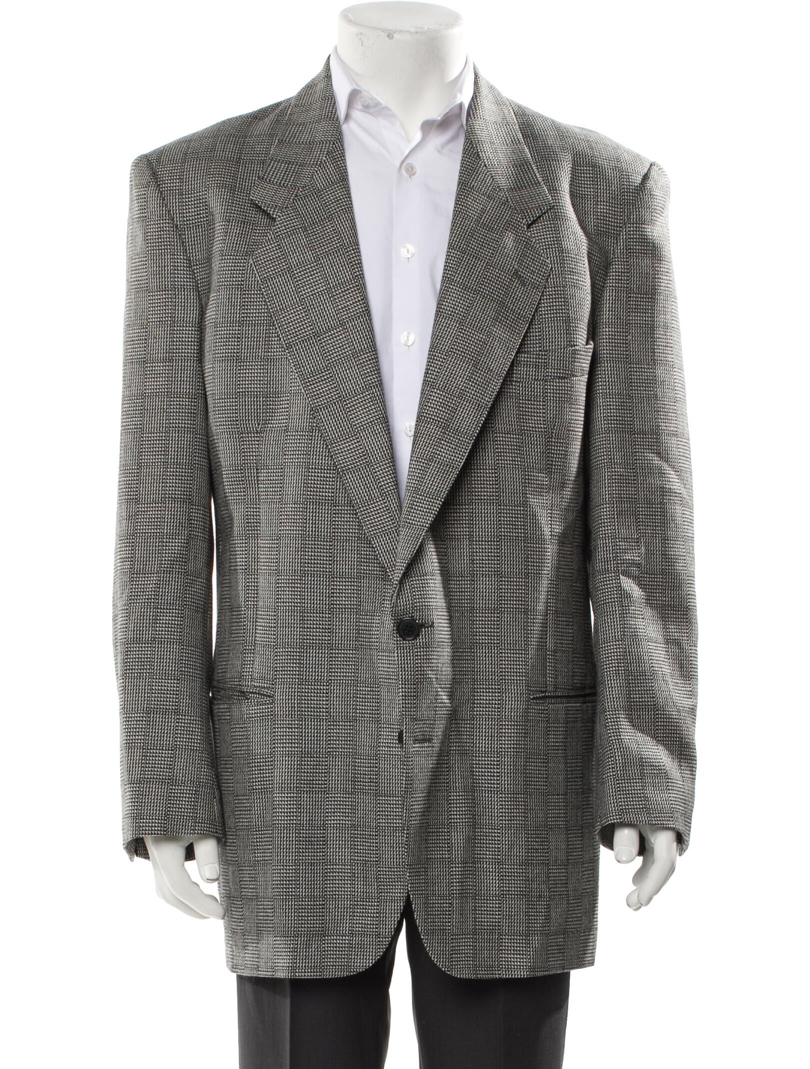 Yves Saint Laurent Wool Houndstooth Print Blazer