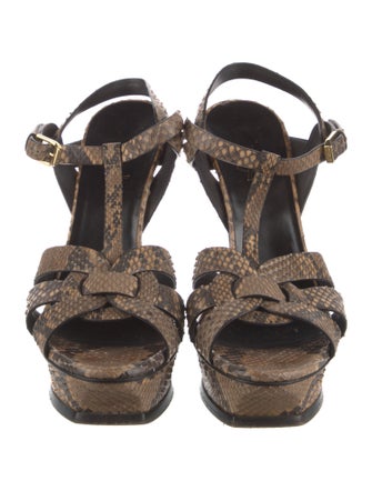 Yves Saint Laurent Snakeskin Animal Print T-Strap Pumps