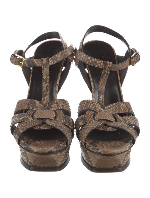 Yves Saint Laurent Snakeskin Animal Print T-Strap Pumps