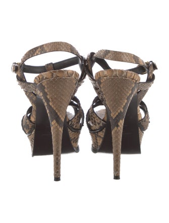 Yves Saint Laurent Snakeskin Animal Print T-Strap Pumps