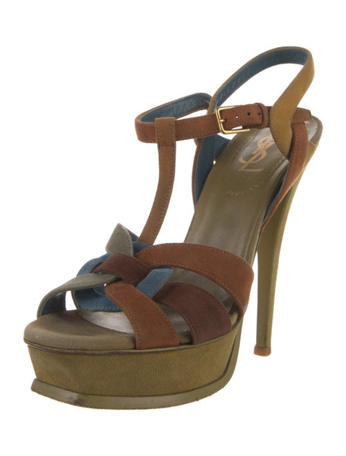 Yves Saint Laurent Suede T-Strap Sandals