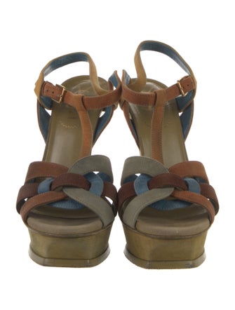 Yves Saint Laurent Suede T-Strap Sandals