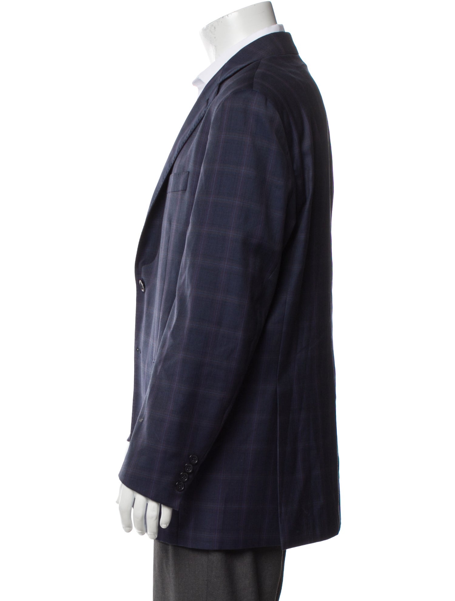 Yves Saint Laurent Wool Plaid Print Blazer