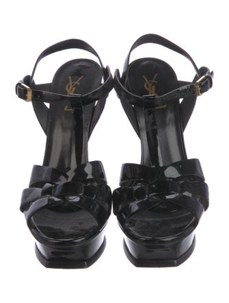 Yves Saint Laurent Patent Leather T-Strap Sandals