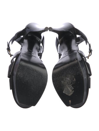 Yves Saint Laurent Patent Leather T-Strap Sandals