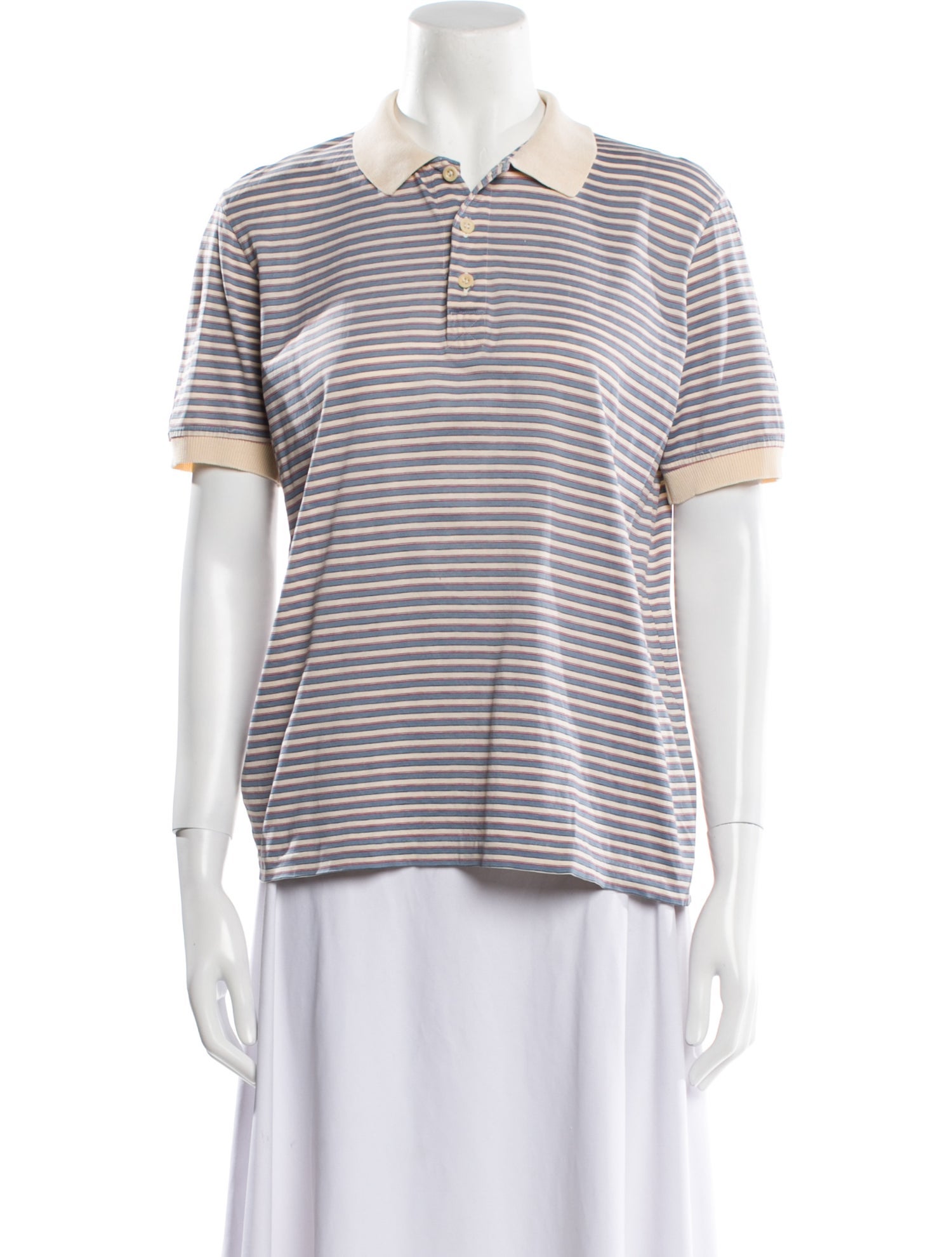 Yves Saint Laurent Silk Striped Polo