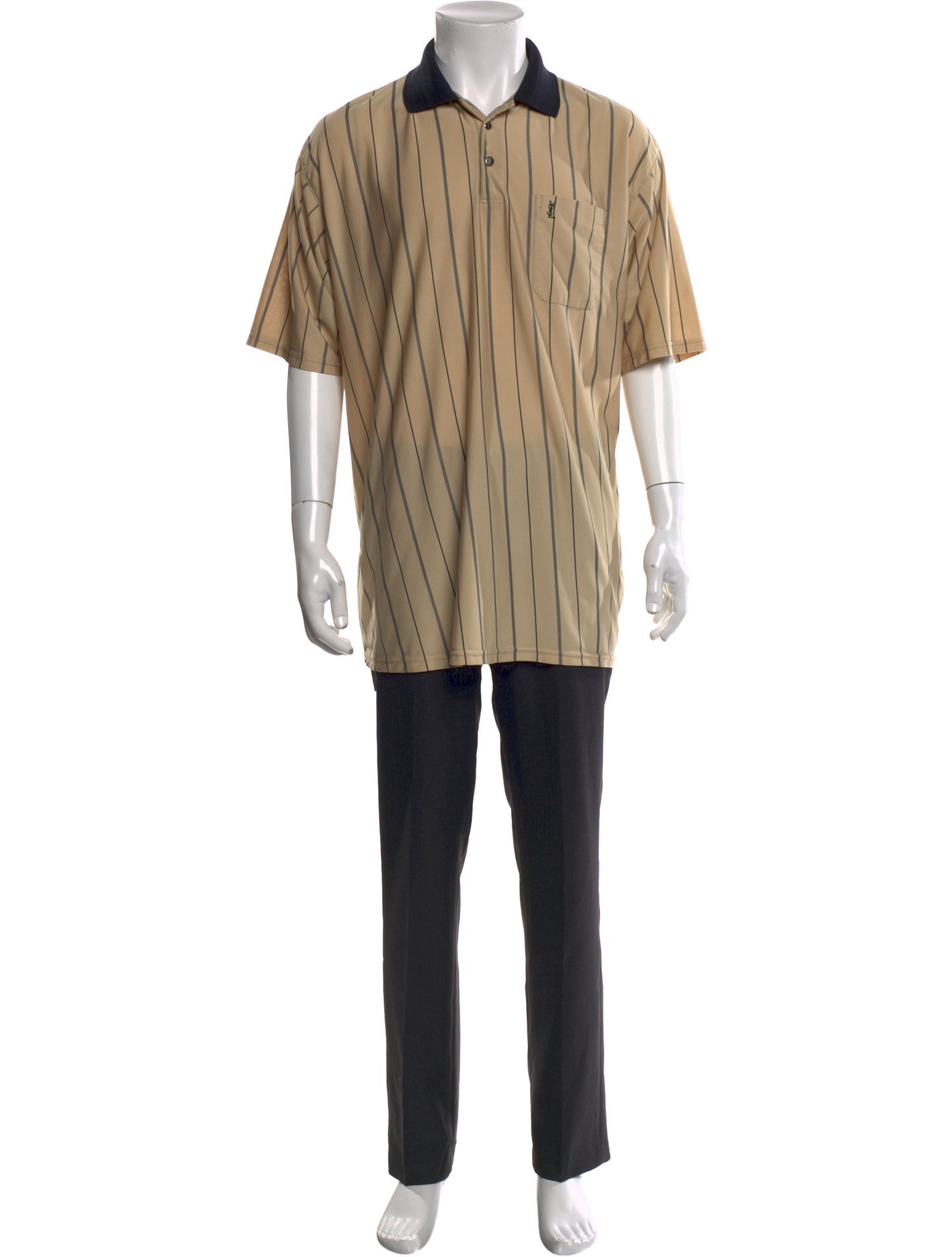 Yves Saint Laurent Striped Collar Polo Shirt