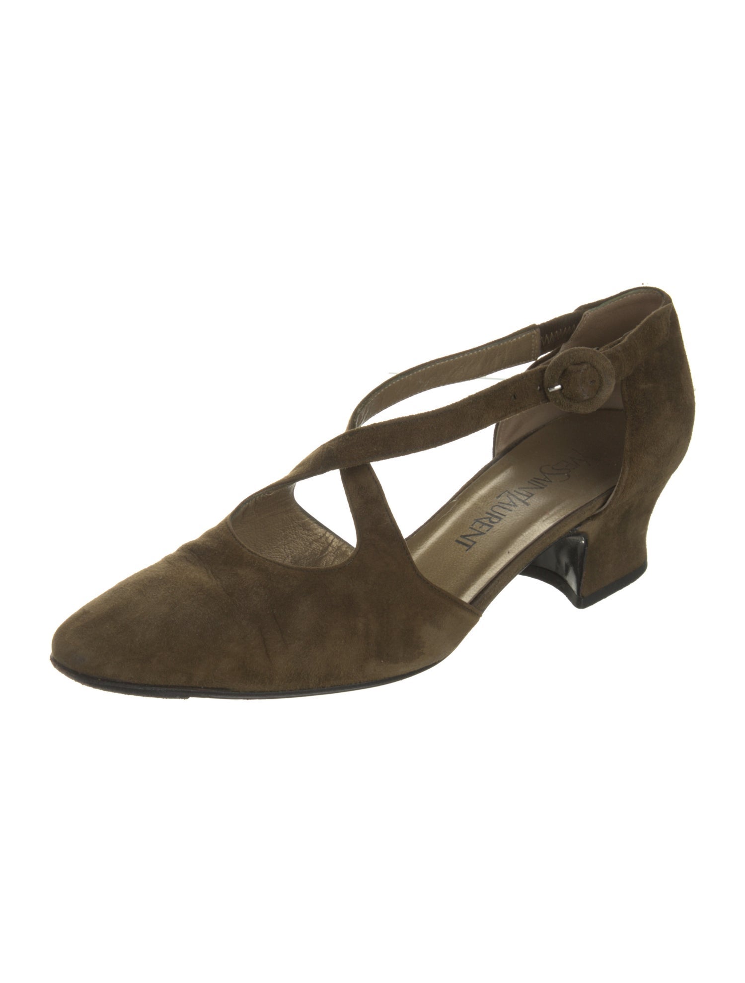 Yves Saint Laurent Vintage Suede T-Strap Pumps
