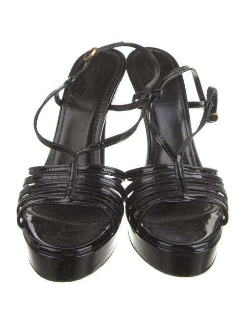 Yves Saint Laurent Rive Gauche Patent Leather Slingback Sandals