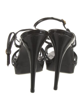 Yves Saint Laurent Rive Gauche Patent Leather Slingback Sandals