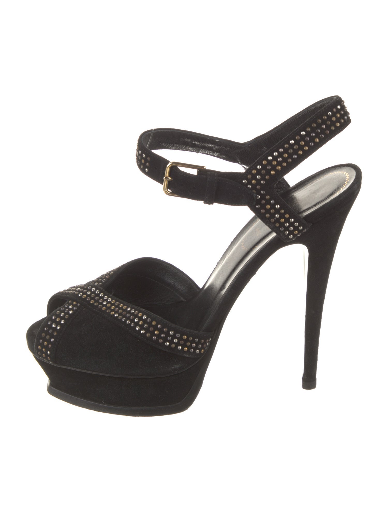 Yves Saint Laurent Suede Studded Accents D'Orsay Pumps