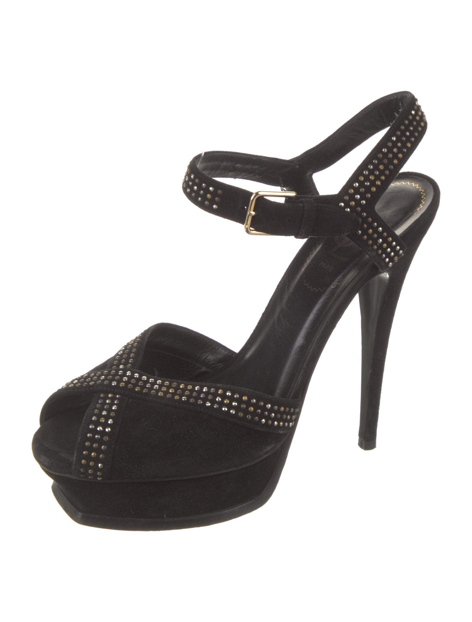 Yves Saint Laurent Suede Studded Accents D'Orsay Pumps