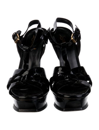 Yves Saint Laurent Patent Leather T-Strap Sandals