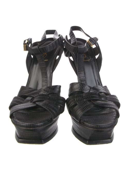 Saint Laurent Embossed Leather T-Strap Sandals