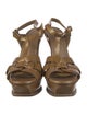 Yves Saint Laurent Rive Gauche Patent Leather T-Strap Sandals