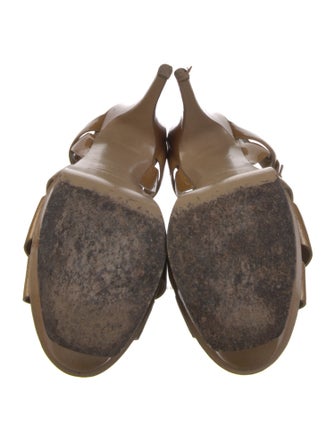 Yves Saint Laurent Rive Gauche Patent Leather T-Strap Sandals