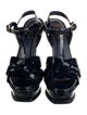 Yves Saint Laurent Rive Gauche Patent Leather Cutout Accent T-Strap Sandals