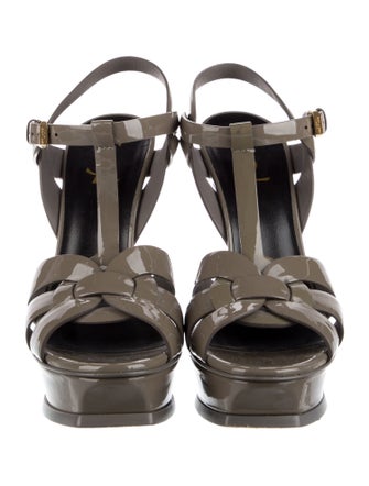 Yves Saint Laurent Patent Leather T-Strap Sandals